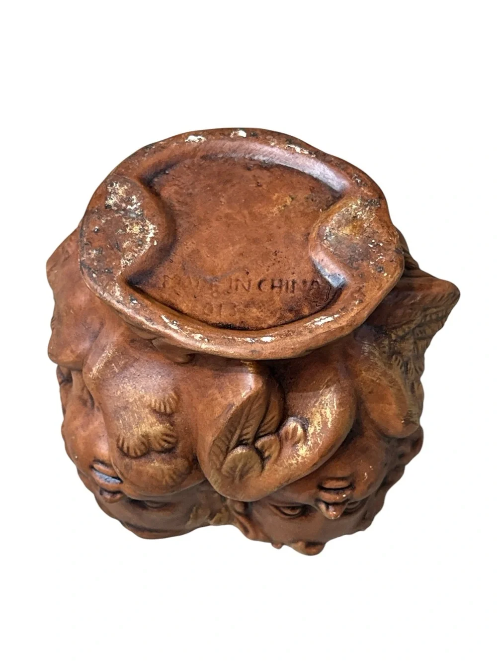 Vintage Cherub Face Pottery Planter Rustic French Country Garden Cherub Planter - Picture 4 of 4